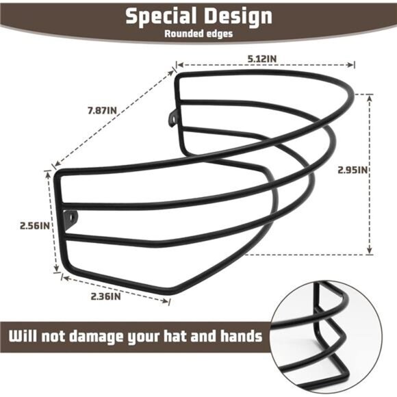 Hat Organizer for Baseball Caps, 2-Pack Black Metal Hat Rack Ball Cap Storage - Picture 2 of 7